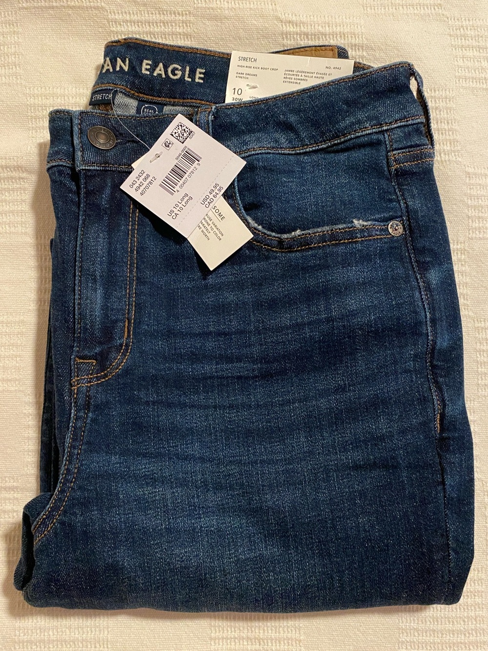 American Eagle Stretch High-Rise Kick Boot Crop Jeans 10 Long - Picture 3 of 4